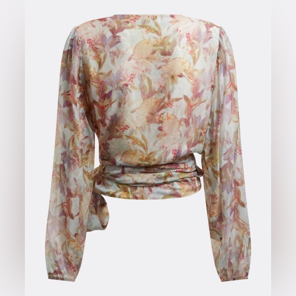 Guess Floral Wrap Blouse - Cream and Pink - Picture 4 of 11